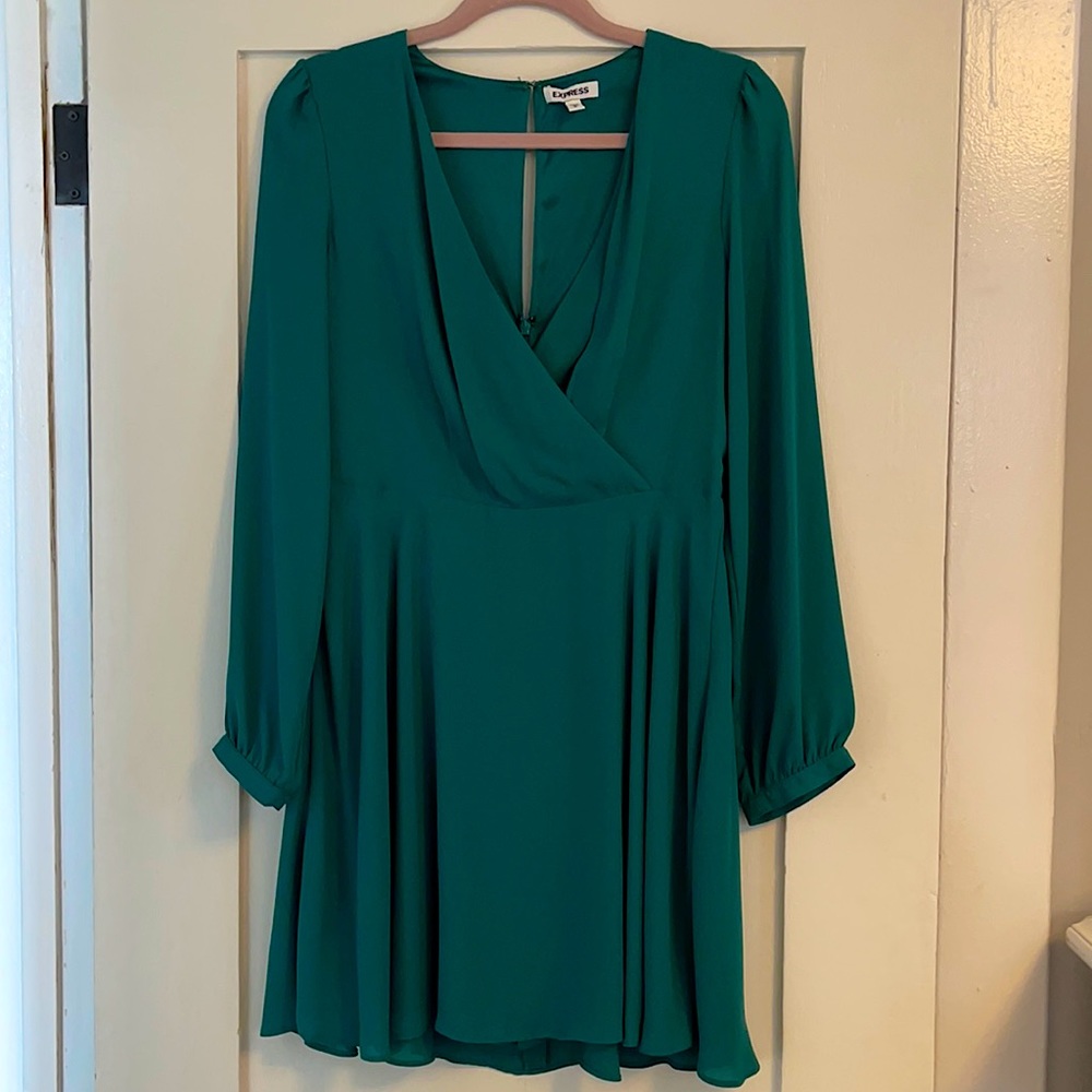 Express Emerald Green Chiffon long sleeve.